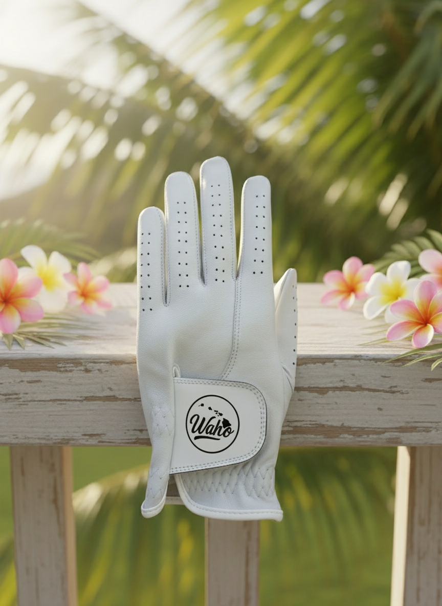Hōkū Mens Golf Glove - White Leather Tropical